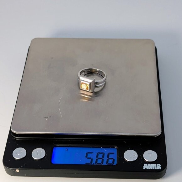 Sterling Silver Ring With Square Citrine Gemstone Size 7.5 - Picture 7 of 12